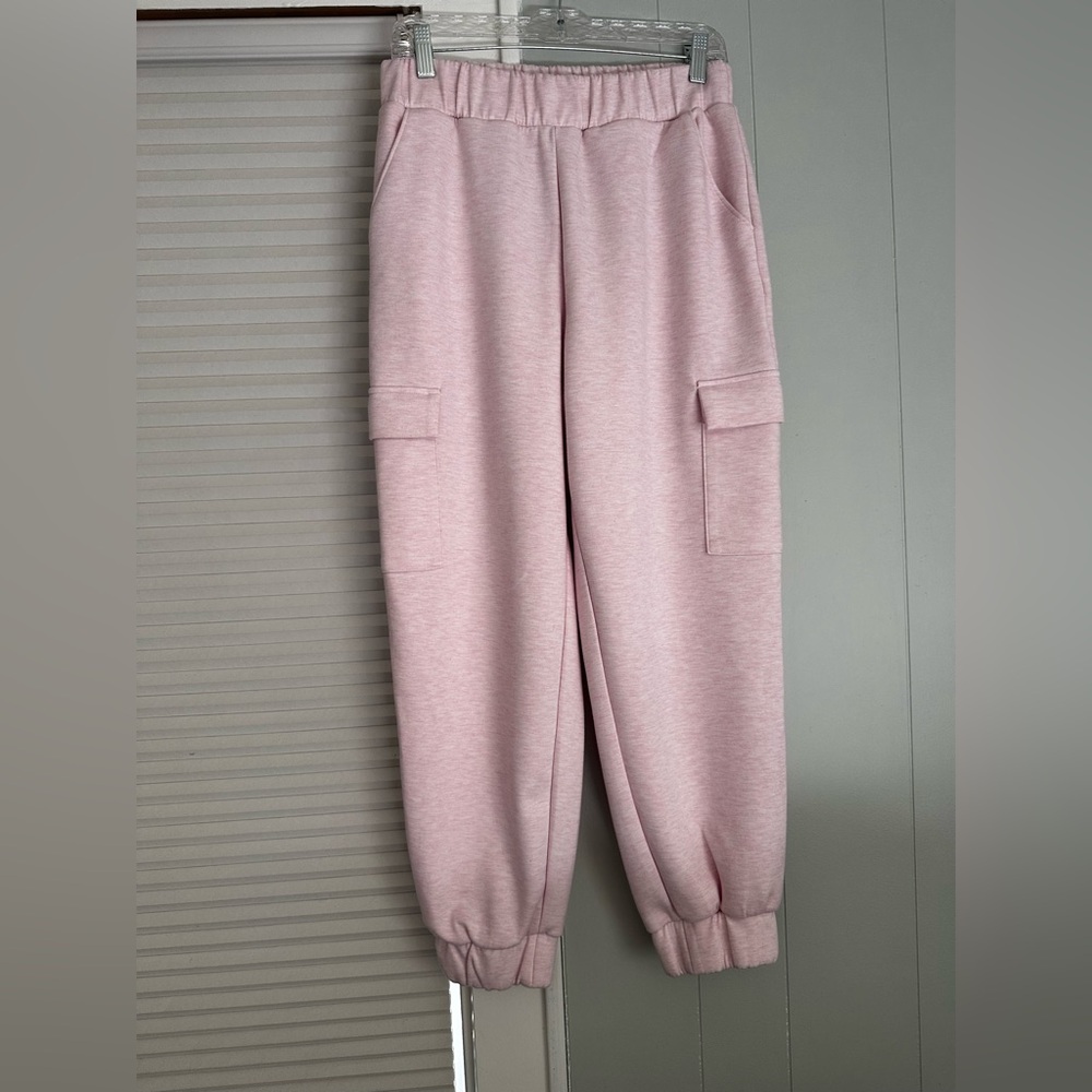 Express Pink Cargo Jogger Sweatpants Medium Soft Lounge Athleisure - Picture 2 of 4